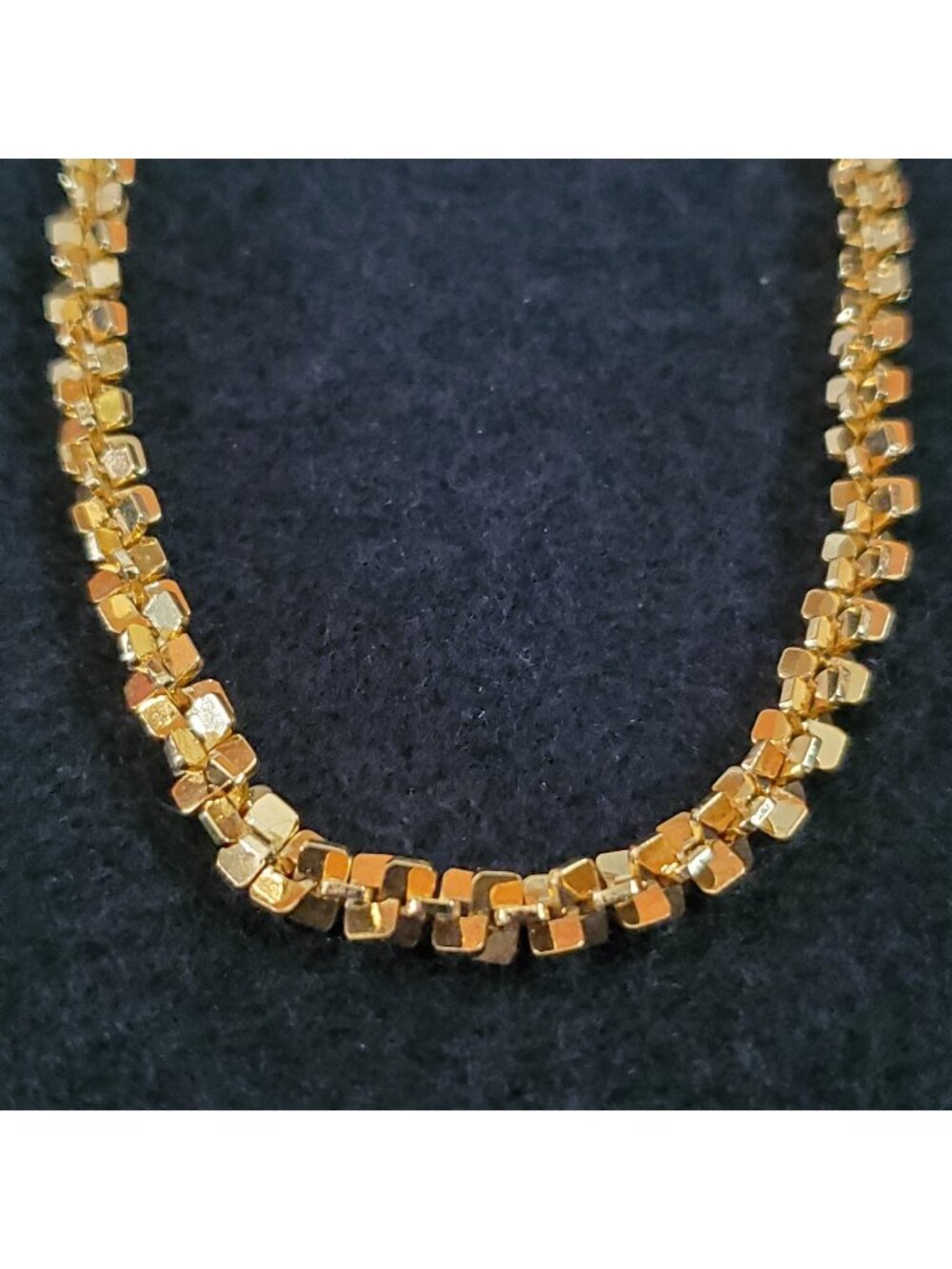 Vintage Link Necklace Gold Tone Modern Geometric LR Lady Remington 23"